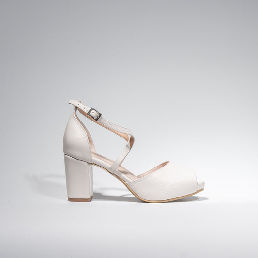 Sandalias Dina Cruzado Cuero Blanco - Talla 36