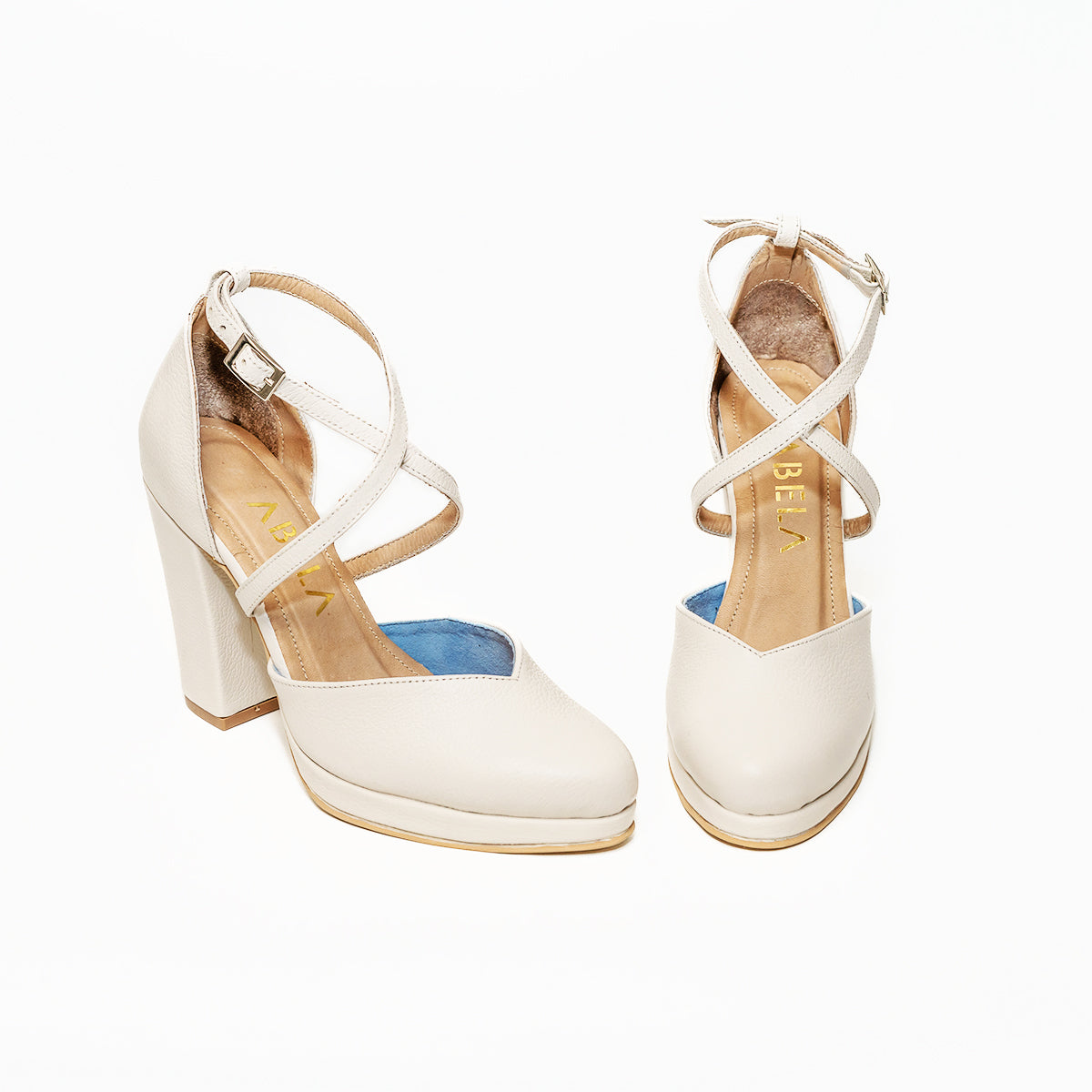 Tacones Dina Cruzado Marfil - Talla 34