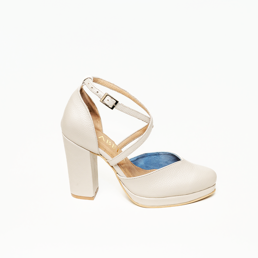 Tacones Dina Cruzado Marfil - Talla 34