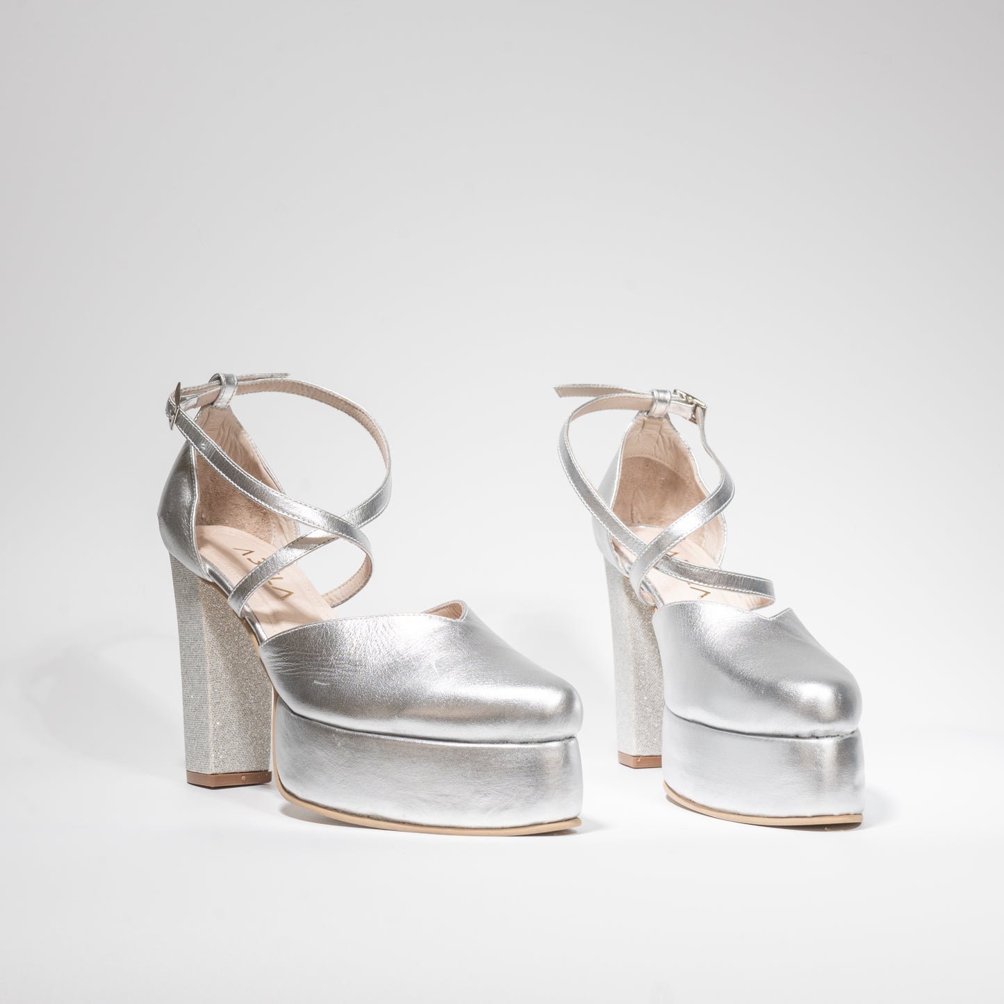 Tacones Dina Cruzado Plata - Talla 38