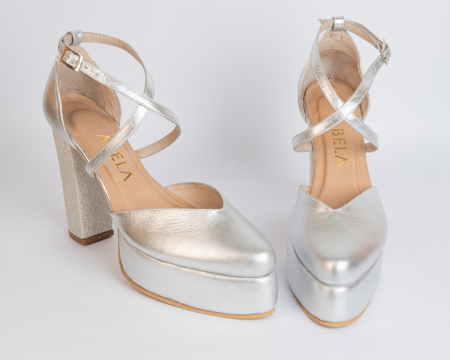 Tacones Dina Cruzado Plata - Talla 38