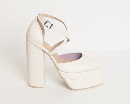 Tacones Ensueño Cruzado Marfil - Talla 34