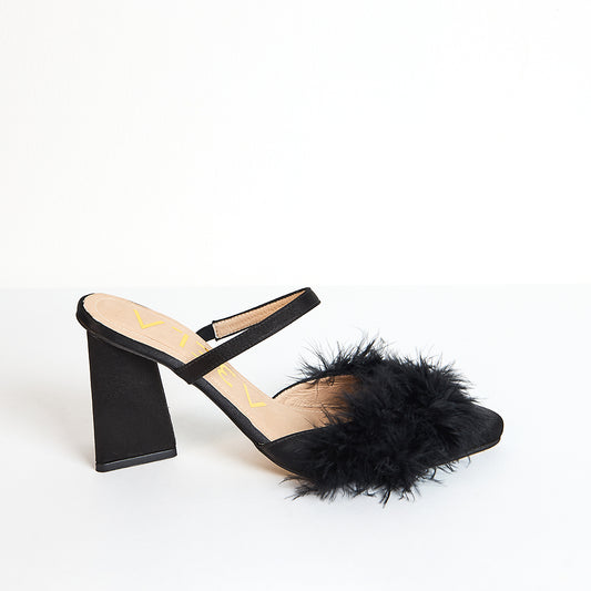 Tacones Plumas Negro - Talla 39