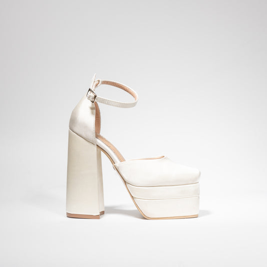 Tacones Ensueño Blanco Perla - Talla 35