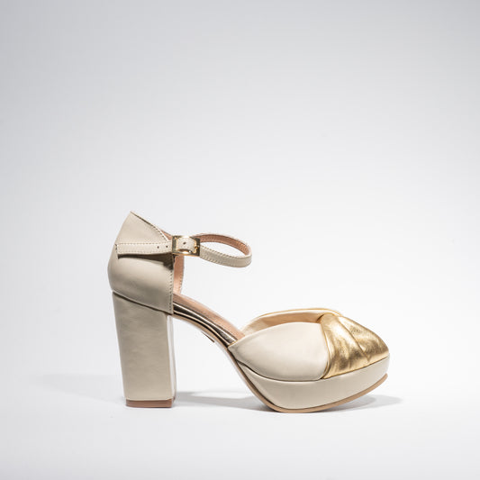 Sandalias Antorcha Blanco Oro - Talla 36