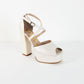 Sandalias Dina Cruzado Cuadrado - Blanco Nacar - Talla 39