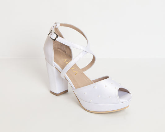 Sandalias Dina Cruzado Rasso Blanco Perlas - Talla 35