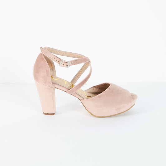 Sandalias Dina Cruzado - Terciopelo Palo Rosa - Talla 36