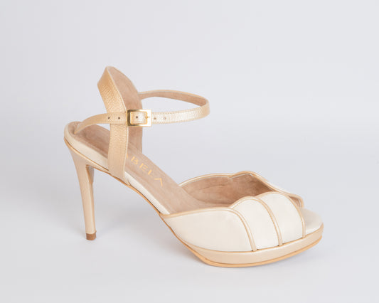 Sandalias Nacar Combinado - Puntilla - Talla 39