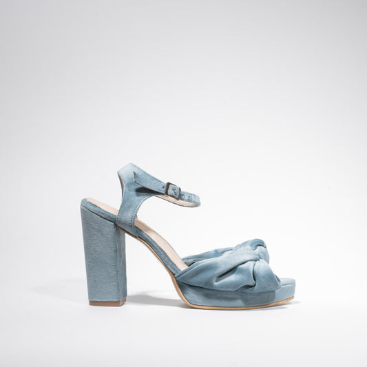 Sandalias Nudo Terciopelo Azul - talla 37