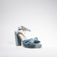 Sandalias Nudo Terciopelo Azul - talla 37
