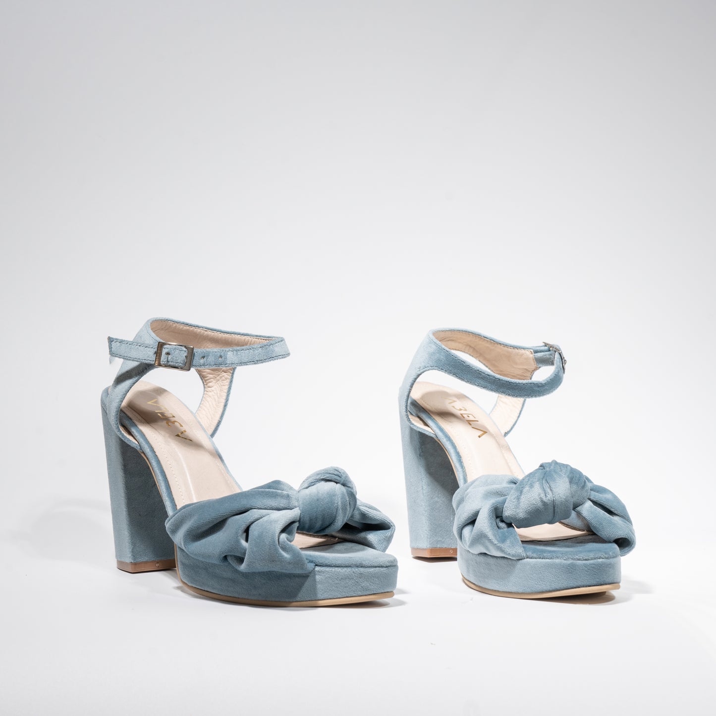 Sandalias Nudo Terciopelo Azul - talla 37