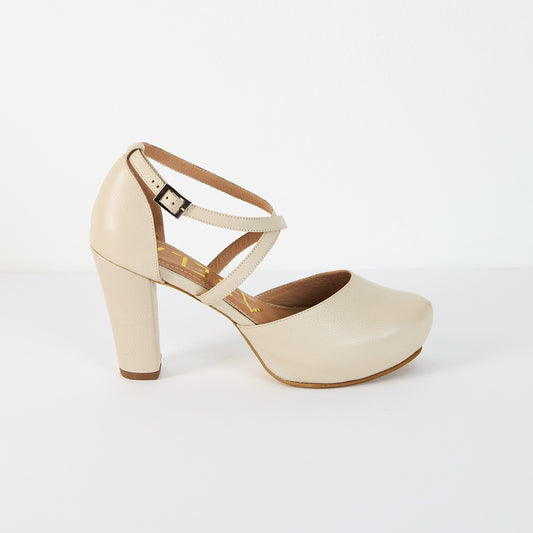 Tacones Dina Cruzado - Talco - Talla 36