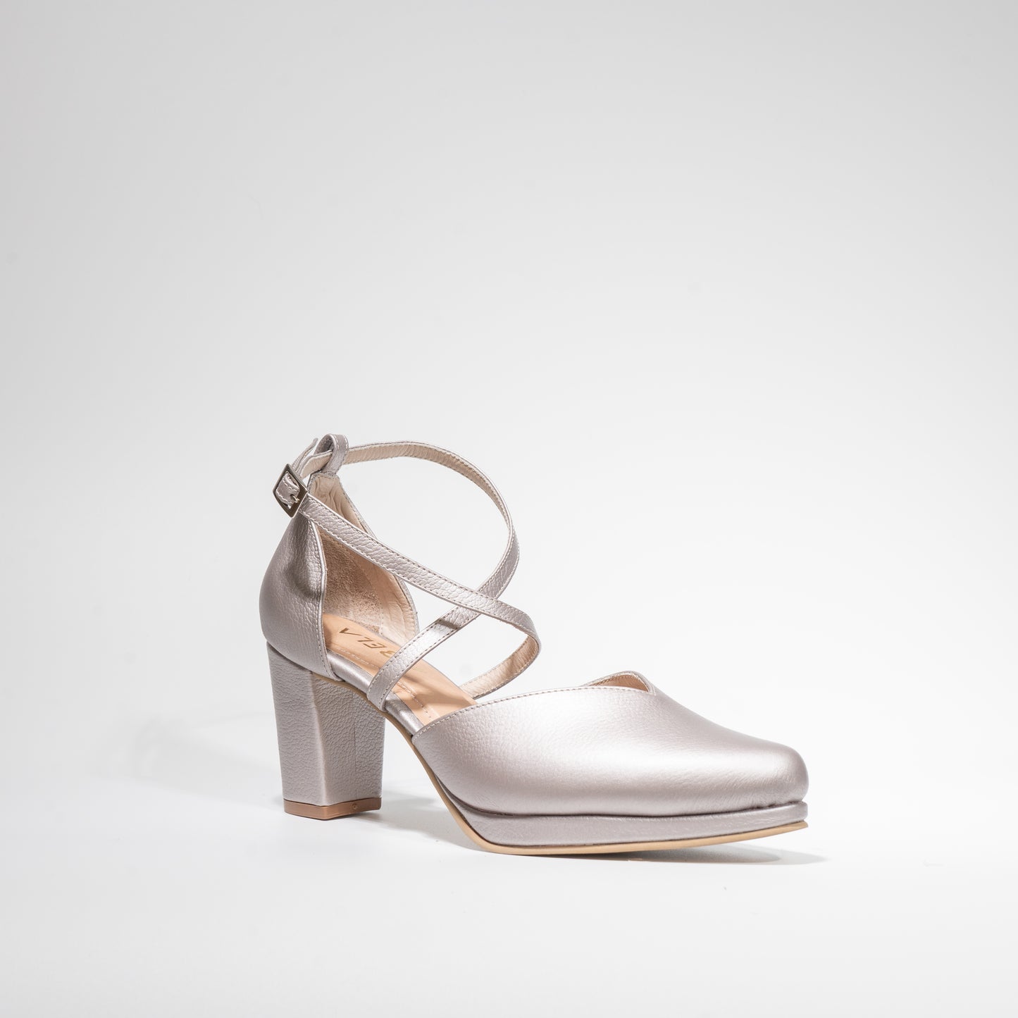 Tacones Dina Cruzado Cuero Mora leche - Talla 37