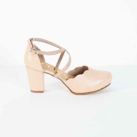 Tacones Dina Cruzado Moras - Nude -  Talla 36