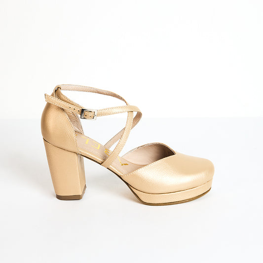 Tacones Dina Cruzado Dorado - Talla 37