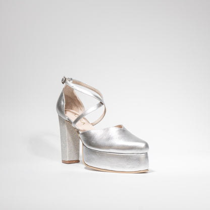 Tacones Dina Cruzado  Plata  - Talla 38