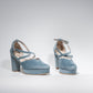 Tacones Dina Cruzado Terciopelo Azul - Talla 38