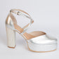 Tacones Dina Cruzado  Plata  - Talla 38