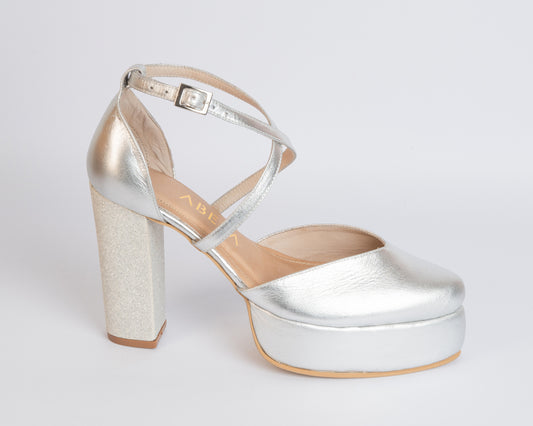 Tacones Dina Cruzado  Plata  - Talla 38