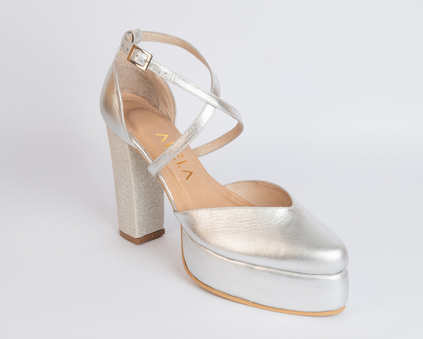 Tacones Dina Cruzado  Plata  - Talla 38