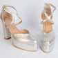 Tacones Dina Cruzado  Plata  - Talla 38