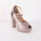 Tacones Pumps Peep Toe Cruzados - Mora en Leche - Talla 36