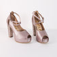 Tacones Pumps Peep Toe Cruzados - Mora en Leche - Talla 36