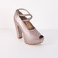 Tacones Pumps Peep Toe Cruzados - Mora en Leche - Talla 36