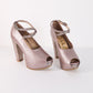 Tacones Pumps Peep Toe Cruzados - Mora en Leche - Talla 36