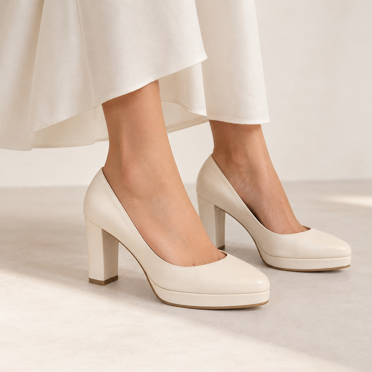 Tacones Pumps  - Crema Nacar - Talla 40